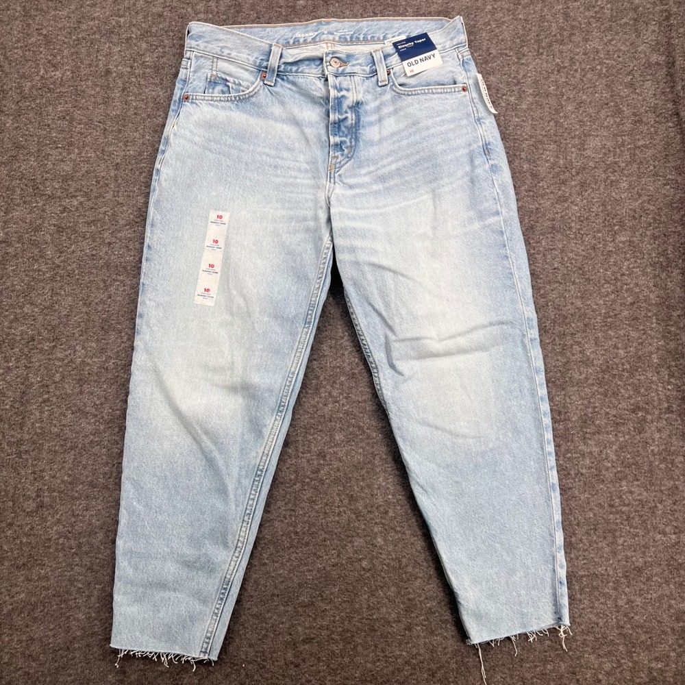 Old Navy Women 10 Light Wash High-Rise Slouchy Taper Ankle Raw Hem Jeans NWT